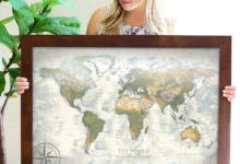 Framed World Map with Pins